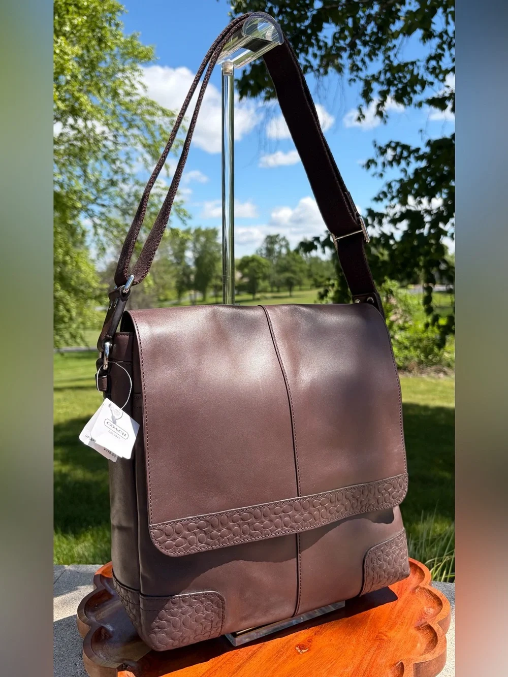 Coach Gramercy Mahogany Brown Leather Map Messenger Bag, Style F74386